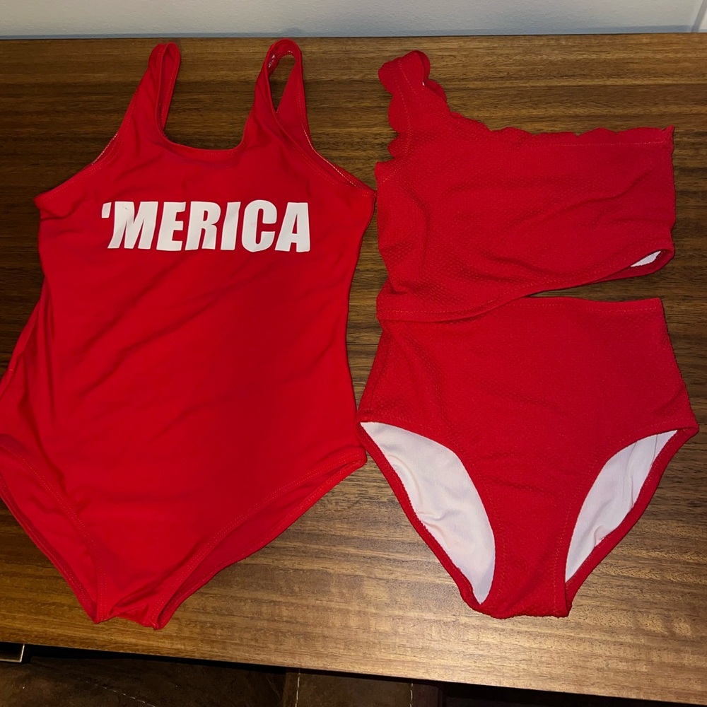 Girls Red One-piece Swimwear Bundle
